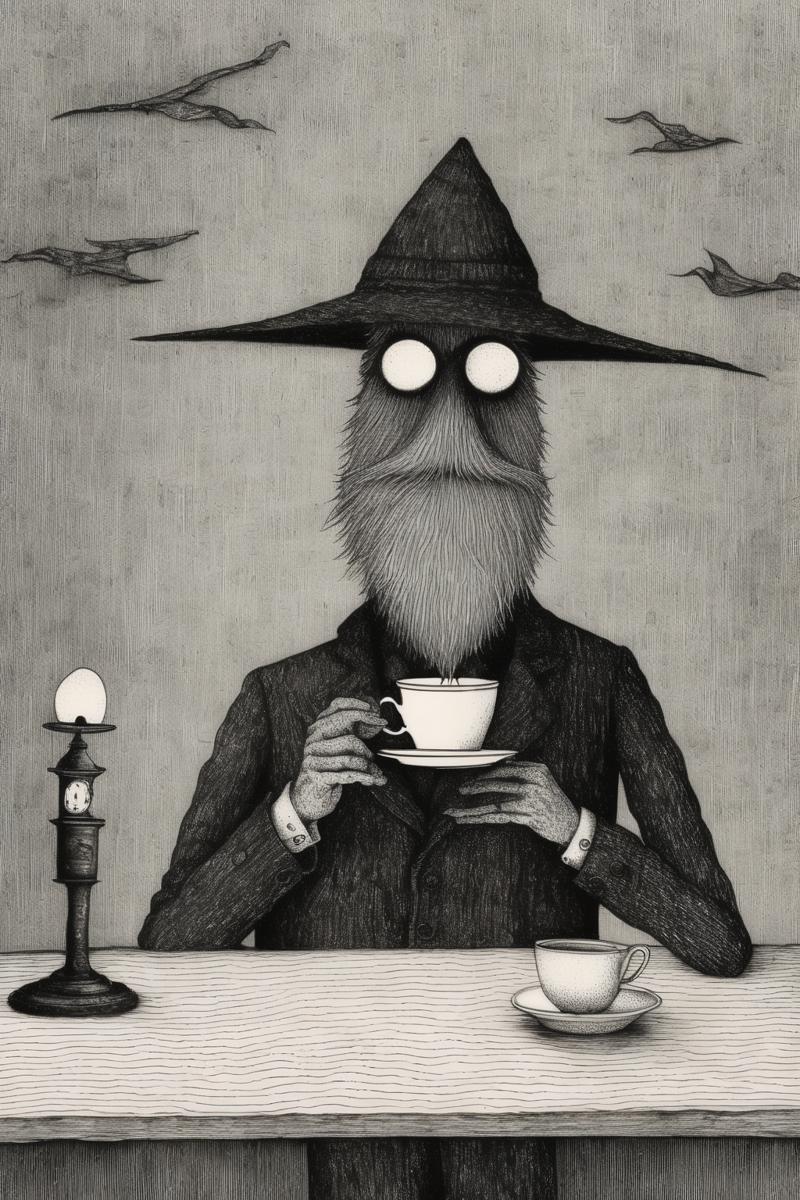 00216-1064100616-_lora_Edward Gorey Style_1_Edward Gorey Style - a suspicious looking man drinks a cup of coffee, pen and ink illustration.png